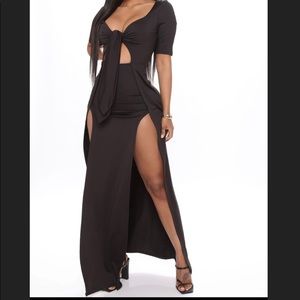 New double side slit maxi dress